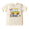 Custom Kids Name School Bus Shirt by EnjoyMyDesign LLC