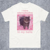 I Have Microplastics in My Balls Funny Cat Meme T-Shirt – Silly Gift for Women & Goofy Cat Lovers by Dog Mom Hat