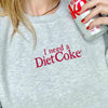 I Need A Diet Coke Embroidered Sweatshirt, Custom Diet Coke Hoodie, Vintage Coke Embroidery, Cute BFF Gift, Trendy Soda Lover Crewneck by Dog Mom Hat