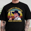 "I Won’t Tolerate Rude Behavior" Cowboy Shirt – Witty Western Outlaw Graphic Tee by Dog Mom Hat