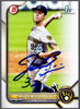 2022 Topps Bowman Draft Jacob Misiorowski #BD132 Auto Milwaukee Brewers Rookie RC Baseball Card Prova COA by Hall of Fame Sports Memorabilia
