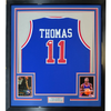 Framed Autographed/Signed Isiah Thomas 35x39 Detroit Blue Basketball Jersey Beckett BAS COA