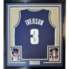 Framed Autographed/Signed Allen Iverson 35x39 Georgetown Blue Basketball Jersey JSA COA