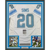 Framed Autographed/Signed Billy Sims 80 ROY 35x39 Detroit White Football Jersey JSA COA