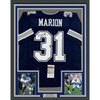 Framed Autographed/Signed Brock Marion 35x39 Dallas Blue Football Jersey JSA COA