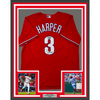 Framed Autographed/Signed Bryce Harper 35x39 21 NL MVP Philadelphia Phillies Red Replica Baseball Jersey Fanatics & MLB COA