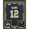 Framed Autographed/Signed Chris Olave 35x39 New Orleans Black Football Jersey Beckett BAS COA