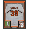 Framed Autographed/Signed Corbin Burnes 35x39 Baltimore White Baseball Jersey Beckett BAS COA