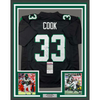 Framed Autographed/Signed Dalvin Cook 35x39 New York Black Football Jersey JSA COA