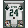 Framed Autographed/Signed Darrelle Revis 35x39 New York White Football Jersey Beckett BAS COA