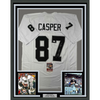 Framed Autographed/Signed Dave Casper 35x39 HOF 02 Oakland Las Vegas White Football Jersey JSA COA