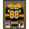 Framed Autographed/Signed David Pastrnak 35x39 Boston Black Hockey Jersey Beckett BAS COA #2