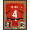 Framed Autographed/Signed Devin Hester 35x39 Miami Orange College Football Jersey JSA COA