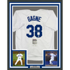 Framed Autographed/Signed Eric Gagne 35x39 Los Angeles LA White Baseball Jersey JSA COA