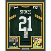 Framed Autographed/Signed Eric Stokes 35x39 Green Bay Green Football Jersey JSA COA