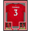Framed Autographed/Signed Fabinho Liverpool 35x39 Red Soccer Jersey Beckett BAS COA
