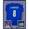 Framed Autographed/Signed Frank Lampard 35x39 Chelsea FC Blue Soccer Futbol Jersey Beckett BAS COA