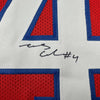 Framed Autographed/Signed James Cook 35x39 Buffalo Red Football Jersey Beckett BAS COA