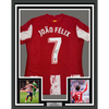 Framed Autographed/Signed Joao Felix 35x39 Atletico Madrid Red Soccer Jersey Beckett BAS COA