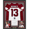 Framed Autographed/Signed Kurt Warner 35x39 Arizona White Football Jersey Beckett BAS COA