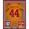 Framed Autographed/Signed Kyle Juszczyk 35x39 San Francisco Gold Football Jersey Beckett BAS COA