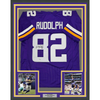 Framed Autographed/Signed Kyle Rudolph 35x39 Minnesota Purple Football Jersey Beckett BAS COA
