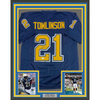 Framed Autographed/Signed LaDainian Tomlinson 35x39 San Diego Blue Color Rush Football Jersey Beckett BAS COA