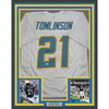 Framed Autographed/Signed LaDainian Tomlinson 35x39 San Diego White Football Jersey Beckett BAS COA