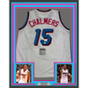 Framed Autographed/Signed Mario Chalmers 35x39 Miami Vice White Basketball Jersey JSA COA
