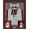 Framed Autographed/Signed Mario Chalmers 35x39 Miami White Basketball Jersey JSA COA