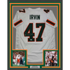 Framed Autographed/Signed Michael Irvin 35x39 Miami White College Football Jersey Beckett BAS COA