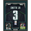 Framed Autographed/Signed Nolan Smith Jr. 35x39 Philadelphia Black Football Jersey JSA COA
