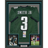 Framed Autographed/Signed Nolan Smith Jr. 35x39 Philadelphia Green Football Jersey JSA COA