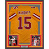 Framed Autographed/Signed Patrick Mahomes 35x39 Kansas City Yellow Football Jersey Beckett BAS COA