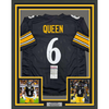Framed Autographed/Signed Patrick Queen 35x39 Pittsburgh Black Football Jersey JSA COA