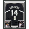Framed Autographed/Signed Paul Konerko 35x39 Chicago Black Baseball Jersey JSA COA