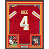Framed Autographed/Signed Rashee Rice 35x39 Kansas City Red Football Jersey Beckett BAS COA