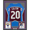 Framed Autographed/Signed Ross Colton 35x39 Colorado Maroon Hockey Jersey Beckett BAS COA