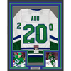 Framed Autographed/Signed Sebastian Aho 35x39 Hartford White Retro Hockey Jersey JSA COA