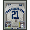 Framed Autographed/Signed Stephon Gilmore 35x39 Dallas White Football Jersey JSA COA