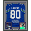 Framed Autographed/Signed Steve Largent HOF 95 35x39 Seattle Blue Stat Football Jersey Beckett BAS COA