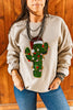 Christmas Cactus Sequins Patch Sweatshirt by Wild Junkie