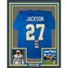 Framed Autographed/Signed JC J.C. Jackson 35x39 Los Angeles LA Powder Blue Football Jersey JSA COA