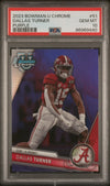 Graded 2023 Topps Bowman U Chrome Dallas Turner #51 Purple #/399 Rookie RC Football Card PSA 10