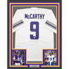 Framed Autographed/Signed J.J. JJ McCarthy 35x39 Minnesota Winter Warrior White Football Jersey Beckett BAS COA