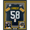 Framed Autographed/Signed Jack Lambert 35x39 HOF 90 Pittsburgh Black Football Jersey JSA COA