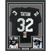 Framed Autographed/Signed Jack Tatum 35x39 Oakland Black Football Jersey JSA COA #2