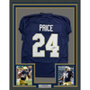 Framed Autographed/Signed JaDarian Price 35x39 Notre Dame Blue College Football Jersey JSA COA by Hall of Fame Sports Memorabilia