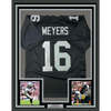 Framed Autographed/Signed Jakobi Meyers 35x39 Las Vegas Oakland Black Football Jersey Beckett BAS COA