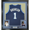 Framed Autographed/Signed Jalen Brunson 35x39 Villanova Blue College Basketball Jersey Beckett BAS COA